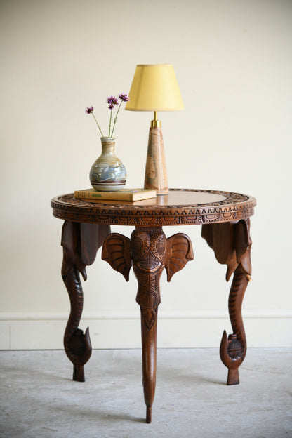 Anglo Indian Carved Elephant Occasional Table