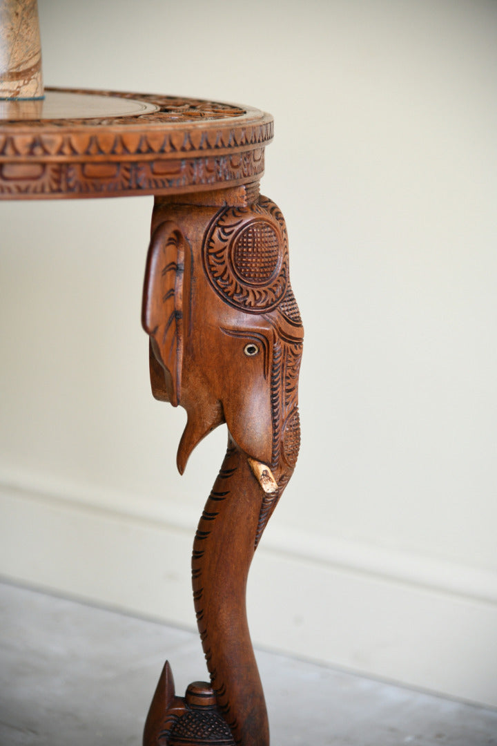 Anglo Indian Carved Elephant Occasional Table