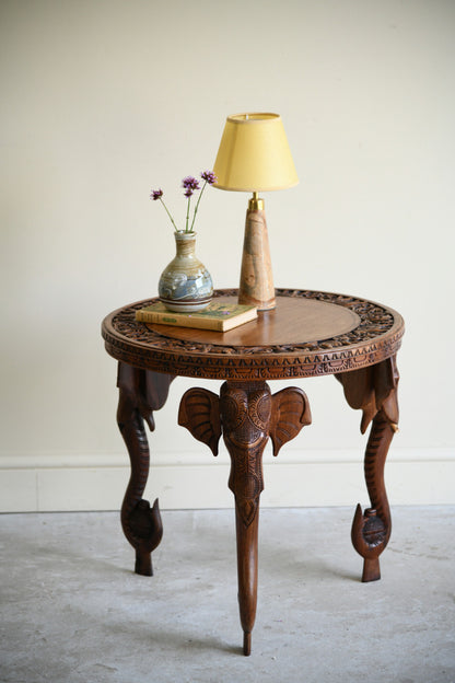 Anglo Indian Carved Elephant Occasional Table