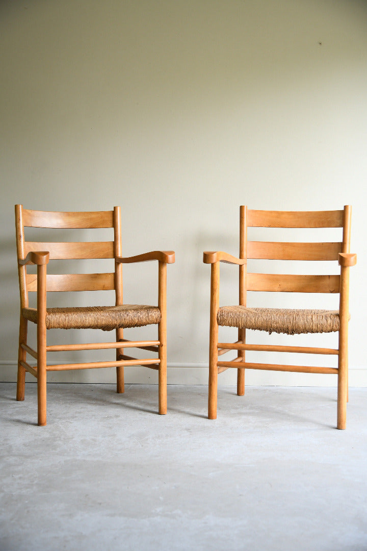 Pair of Ladder Back Armchairs, Style of Charlotte Perriand