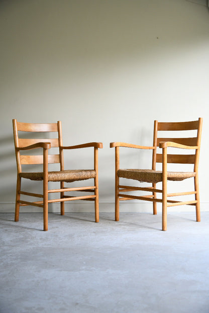Pair of Ladder Back Armchairs, Style of Charlotte Perriand