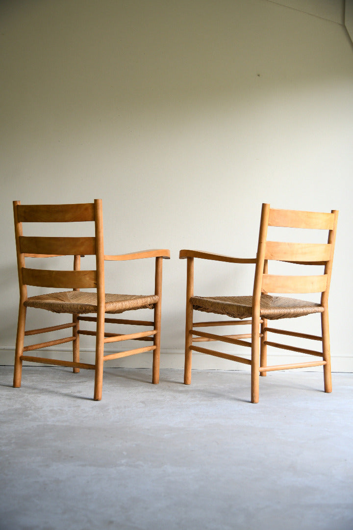 Pair of Ladder Back Armchairs, Style of Charlotte Perriand