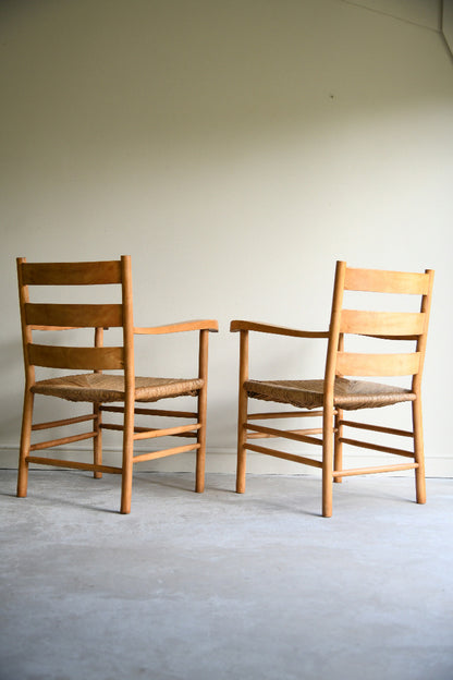 Pair of Ladder Back Armchairs, Style of Charlotte Perriand