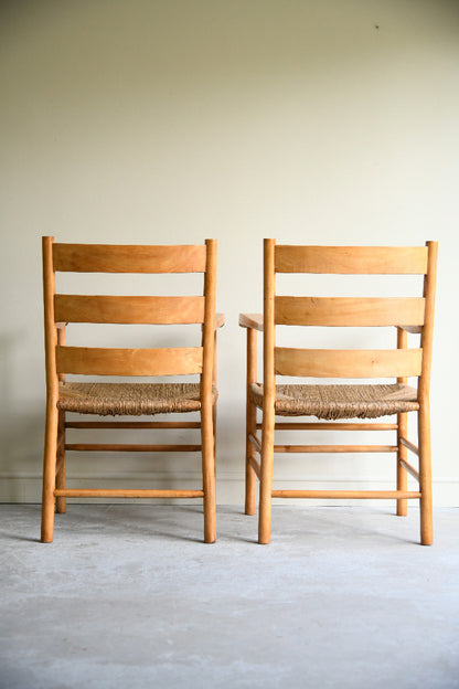 Pair of Ladder Back Armchairs, Style of Charlotte Perriand