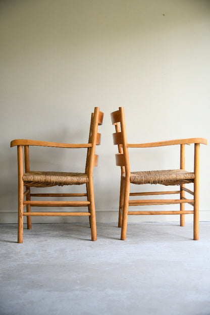 Pair of Ladder Back Armchairs, Style of Charlotte Perriand
