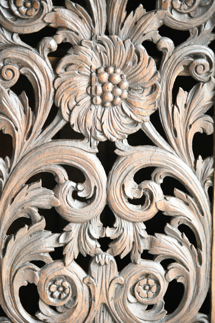 Pair Antique 19th Century Carved Oak Cabinet Bookcases