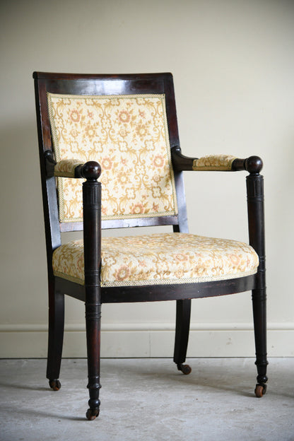 Pair of Antique Mahogany Empire Revival Armchairs