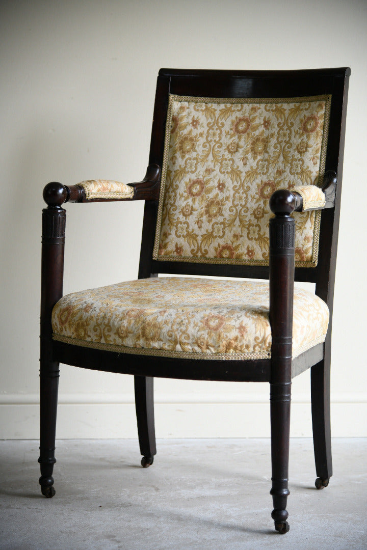 Pair of Antique Mahogany Empire Revival Armchairs