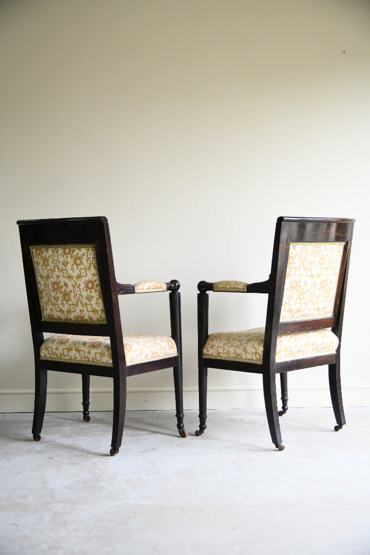 Pair of Antique Mahogany Empire Revival Armchairs