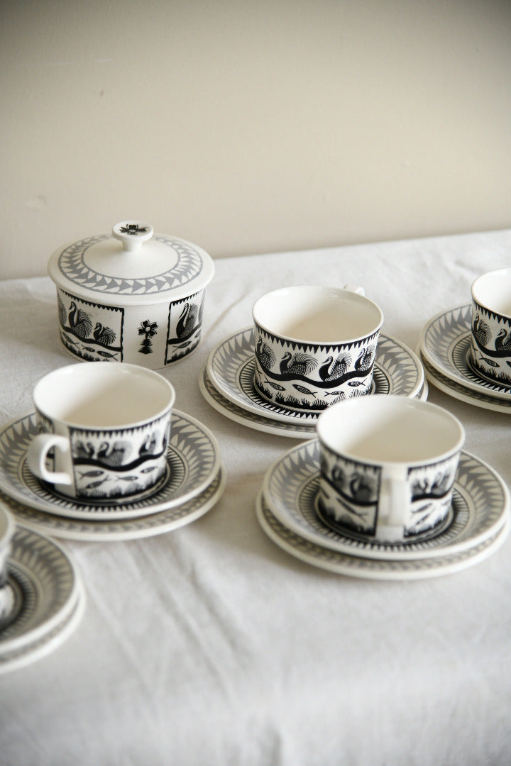 Scottie Wilson for Royal Worcester Crown Ware Tea Set