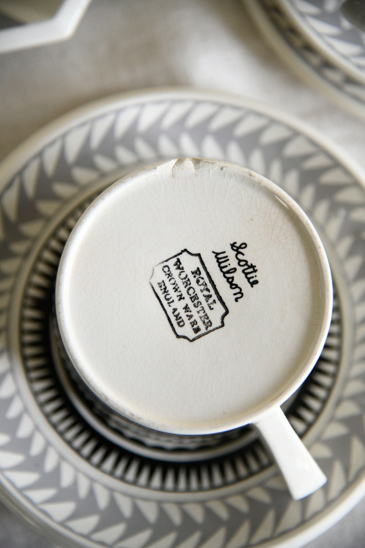 Scottie Wilson for Royal Worcester Crown Ware Tea Set