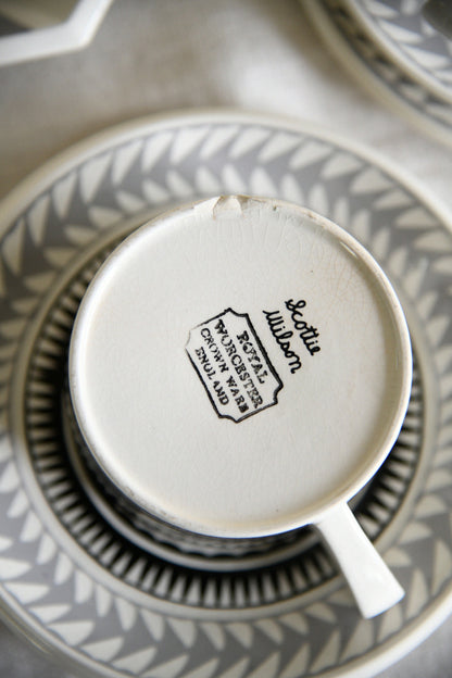 Scottie Wilson for Royal Worcester Crown Ware Tea Set