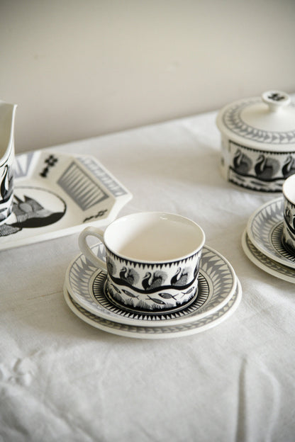 Scottie Wilson for Royal Worcester Crown Ware Tea Set