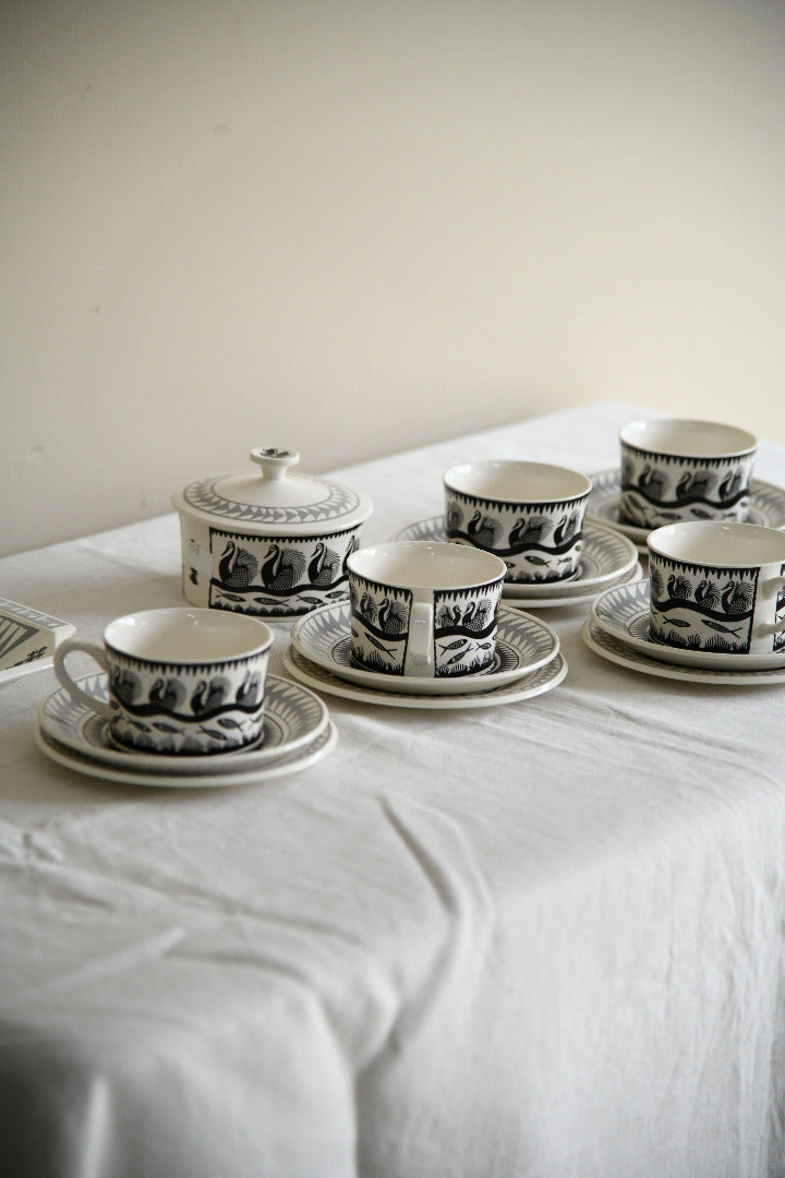 Scottie Wilson for Royal Worcester Crown Ware Tea Set