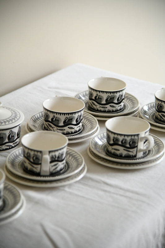 Scottie Wilson for Royal Worcester Crown Ware Tea Set