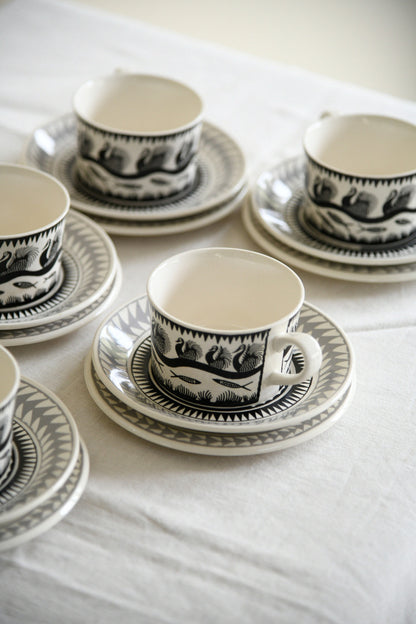 Scottie Wilson for Royal Worcester Crown Ware Tea Set