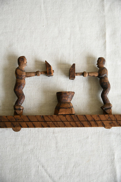 Carved Wooden Folk Toy ? Blacksmiths at the Anvil