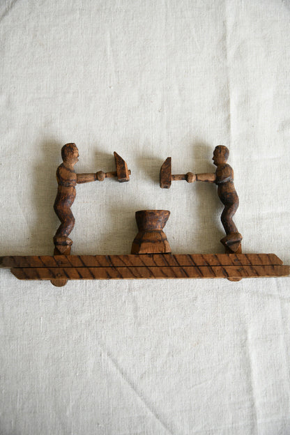 Carved Wooden Folk Toy ? Blacksmiths at the Anvil
