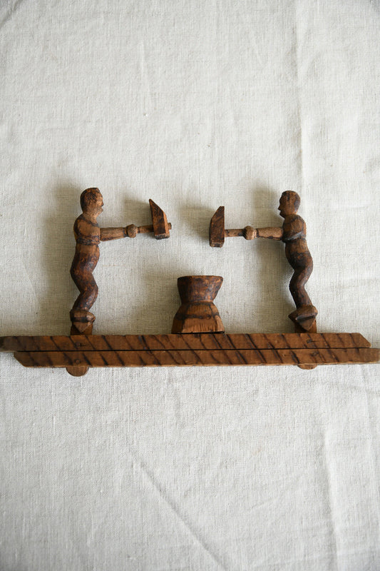 Carved Wooden Folk Toy ? Blacksmiths at the Anvil