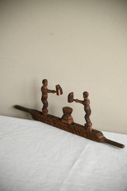 Carved Wooden Folk Toy ? Blacksmiths at the Anvil