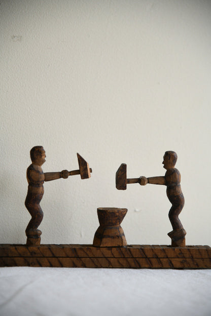 Carved Wooden Folk Toy ? Blacksmiths at the Anvil