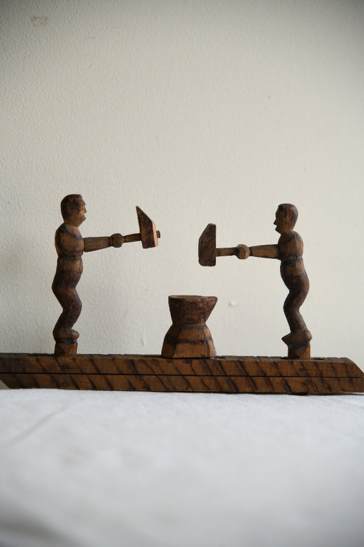 Carved Wooden Folk Toy ? Blacksmiths at the Anvil