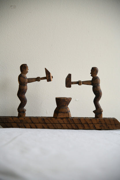 Carved Wooden Folk Toy ? Blacksmiths at the Anvil
