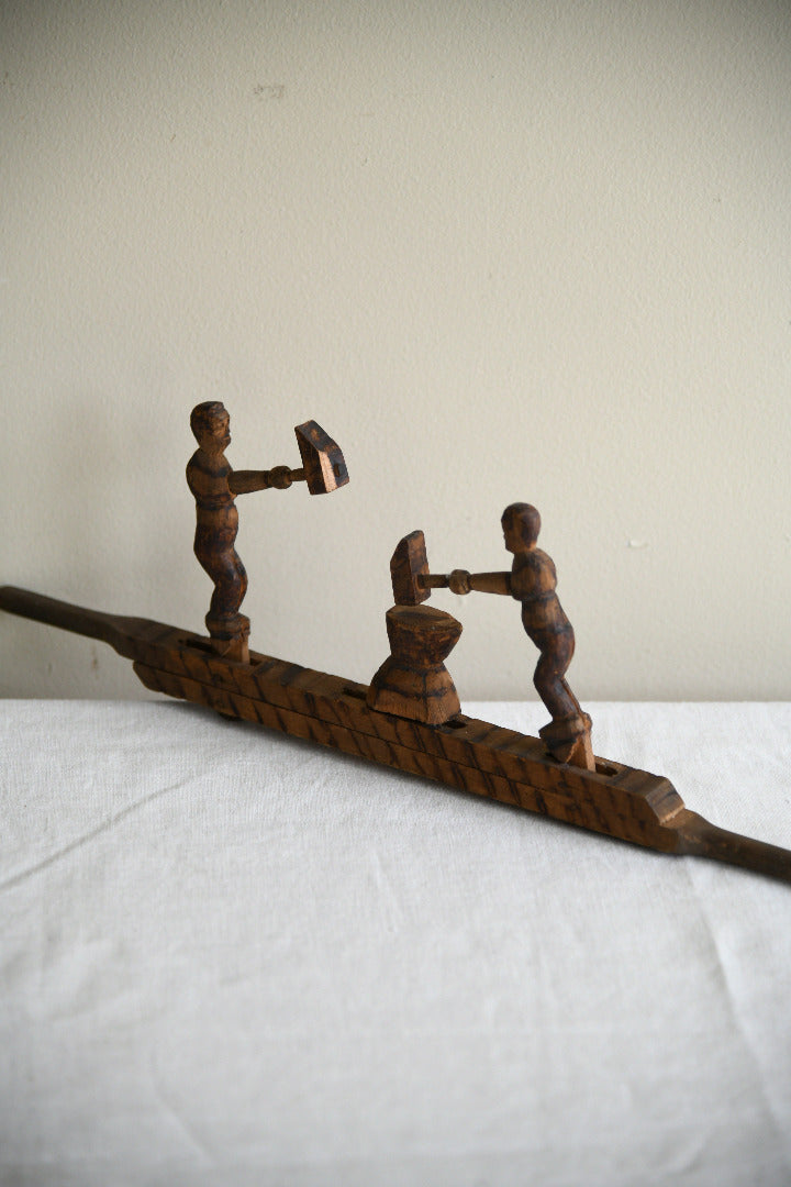 Carved Wooden Folk Toy ? Blacksmiths at the Anvil