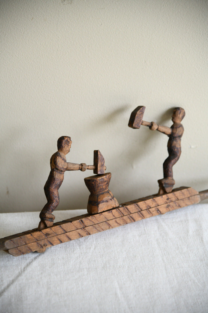 Carved Wooden Folk Toy ? Blacksmiths at the Anvil