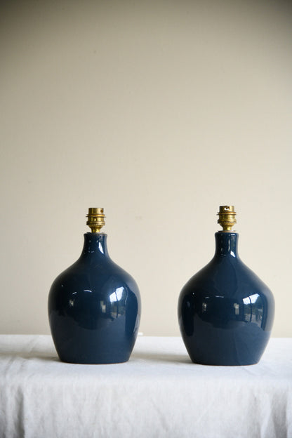 Pair of Le Pot de Terre Navy Ceramic Table Lamps