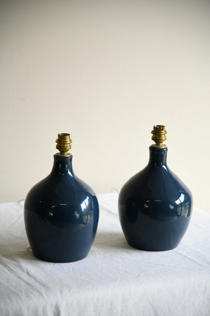 Pair of Le Pot de Terre Navy Ceramic Table Lamps