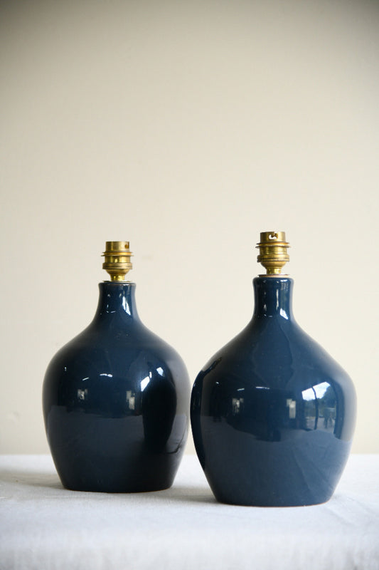 Pair of Le Pot de Terre Navy Ceramic Table Lamps