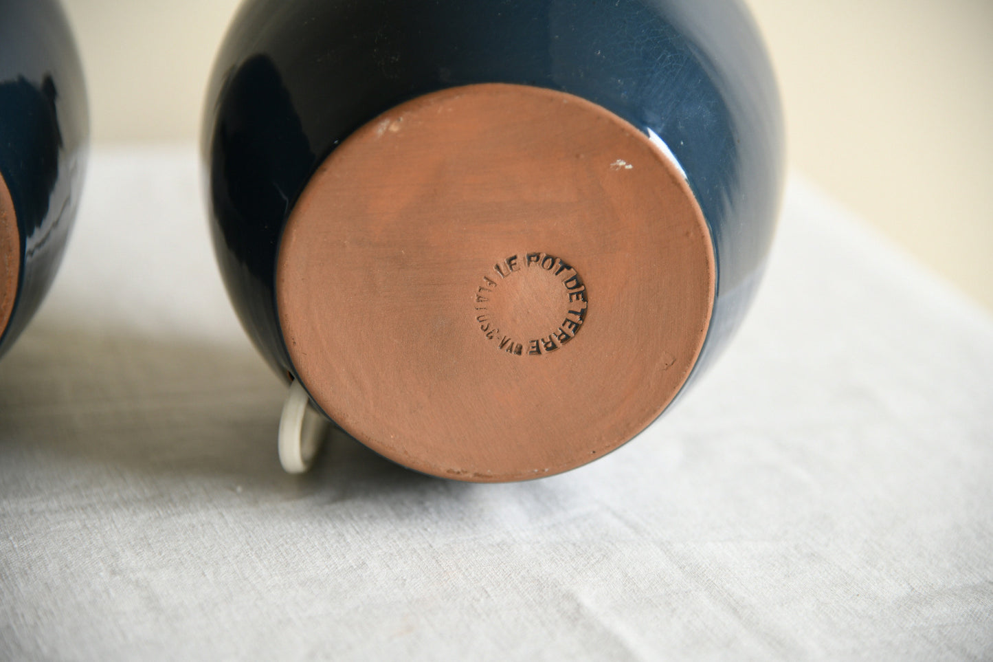 Pair of Le Pot de Terre Navy Ceramic Table Lamps