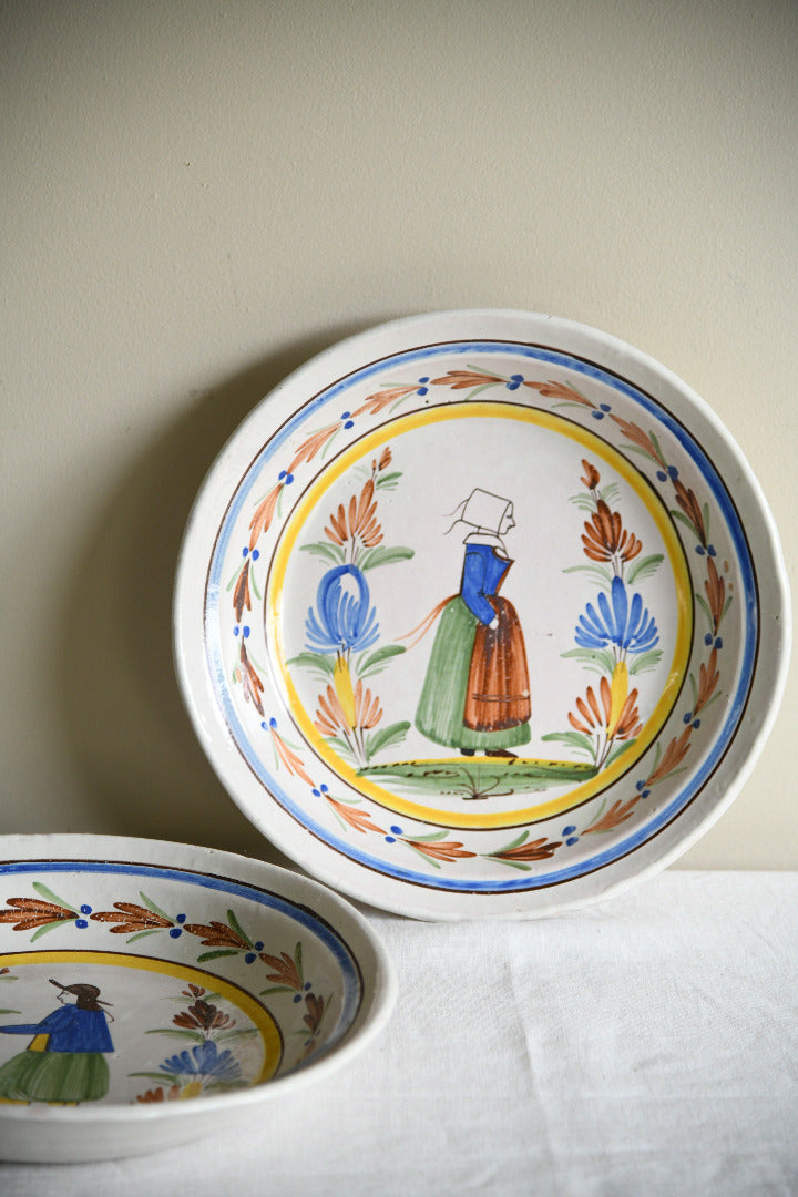 Pair of Henriot Quimper Faience Breton Figure Bowls