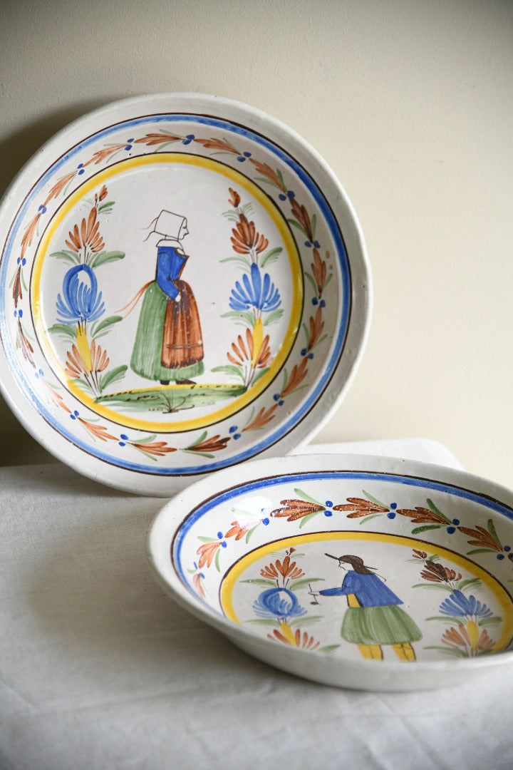 Pair of Henriot Quimper Faience Breton Figure Bowls