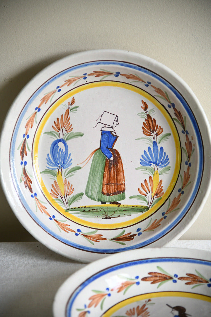 Pair of Henriot Quimper Faience Breton Figure Bowls