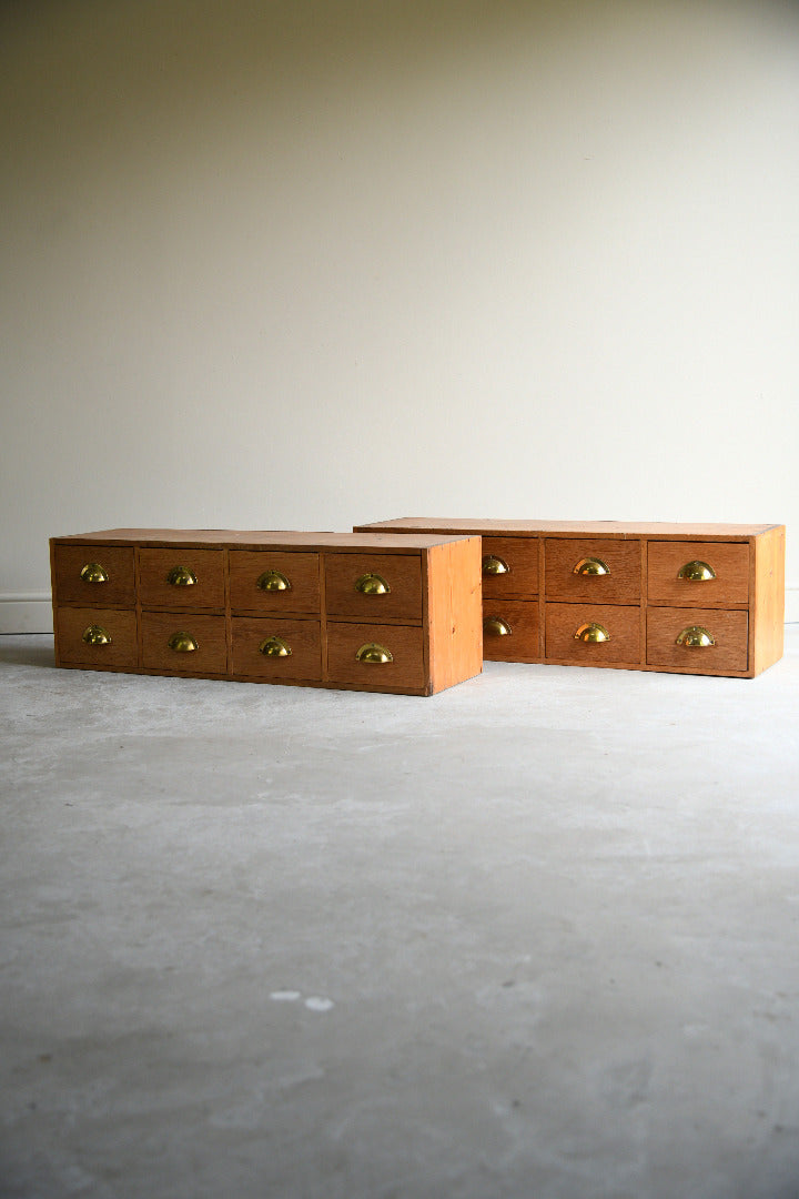Haberdashery Style Pair of Vintage Oak Banks of Drawers