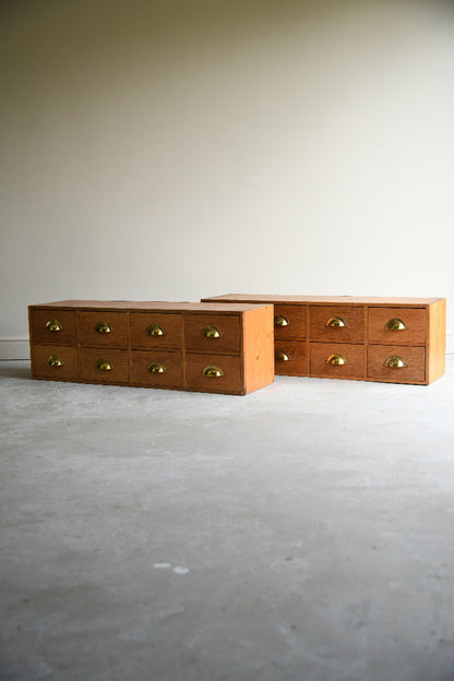 Haberdashery Style Pair of Vintage Oak Banks of Drawers