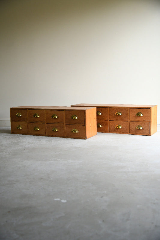 Haberdashery Style Pair of Vintage Oak Banks of Drawers