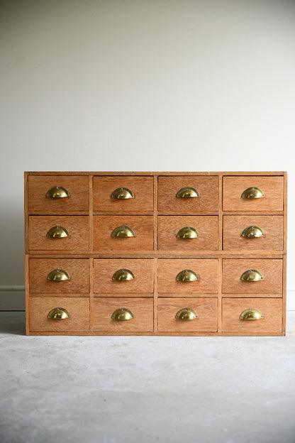 Haberdashery Style Pair of Vintage Oak Banks of Drawers