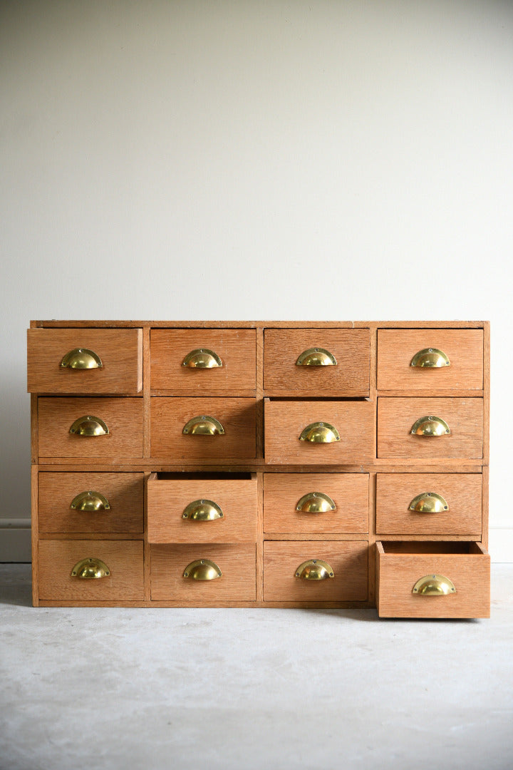 Haberdashery Style Pair of Vintage Oak Banks of Drawers