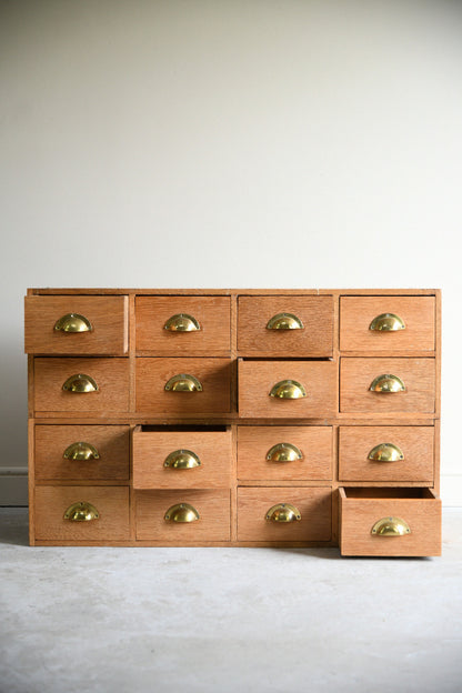 Haberdashery Style Pair of Vintage Oak Banks of Drawers