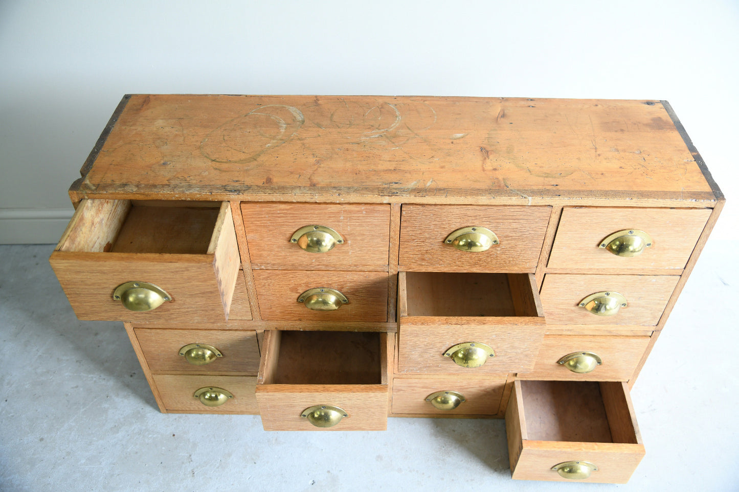 Haberdashery Style Pair of Vintage Oak Banks of Drawers