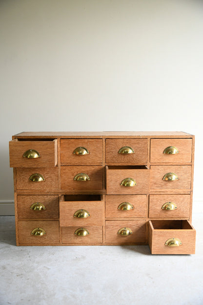 Haberdashery Style Pair of Vintage Oak Banks of Drawers