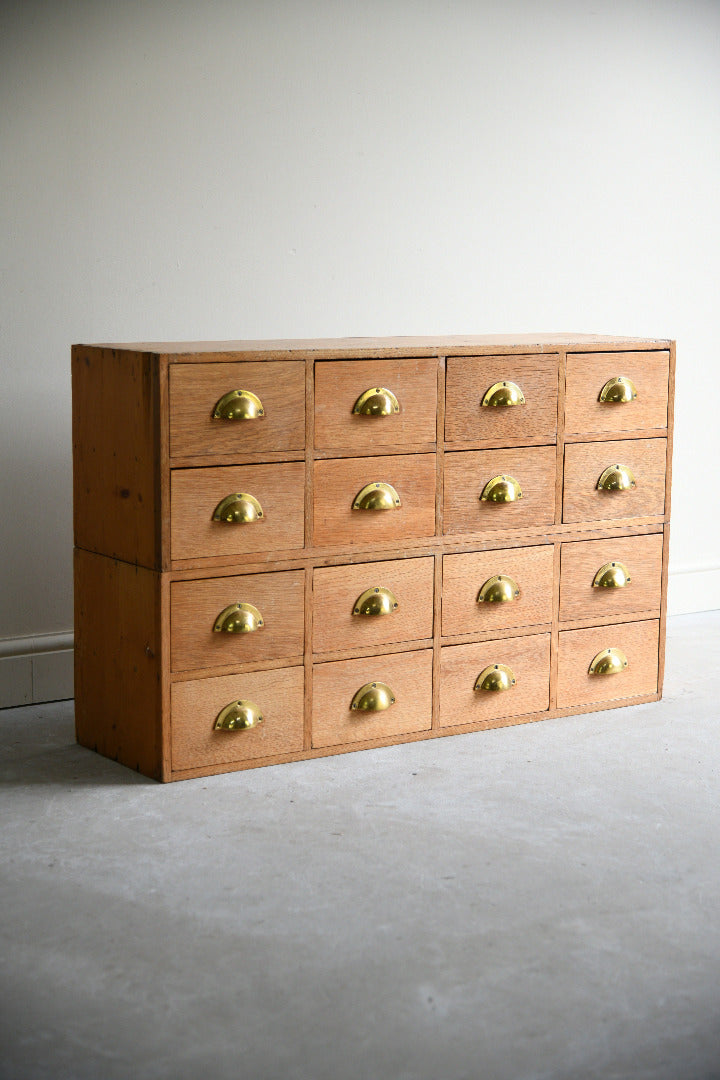 Haberdashery Style Pair of Vintage Oak Banks of Drawers