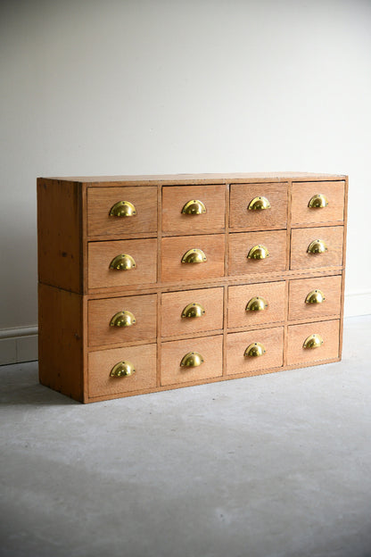 Haberdashery Style Pair of Vintage Oak Banks of Drawers