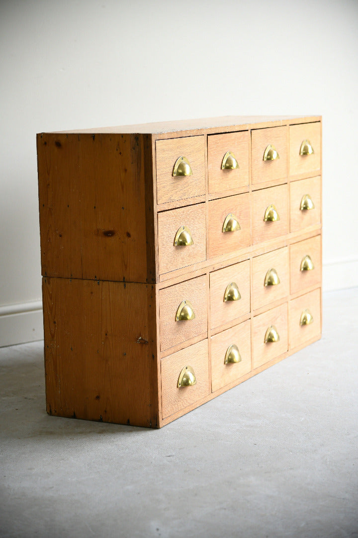 Haberdashery Style Pair of Vintage Oak Banks of Drawers