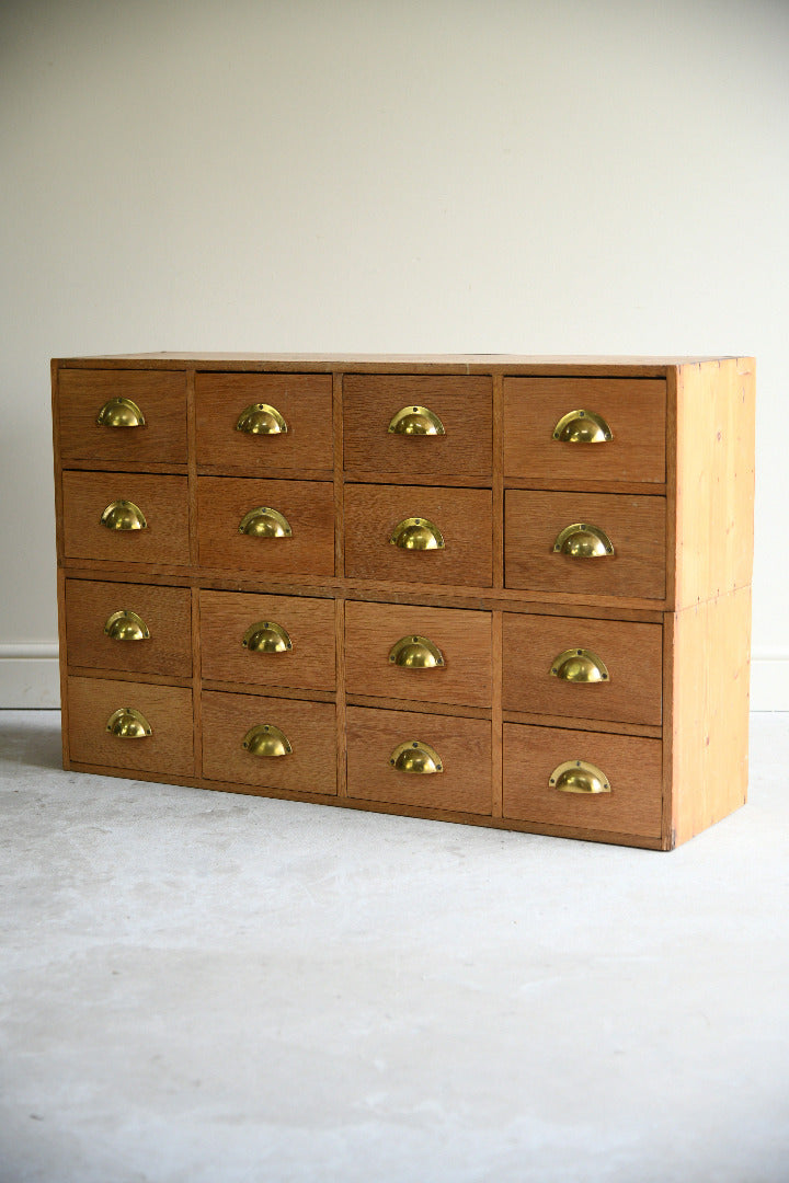 Haberdashery Style Pair of Vintage Oak Banks of Drawers