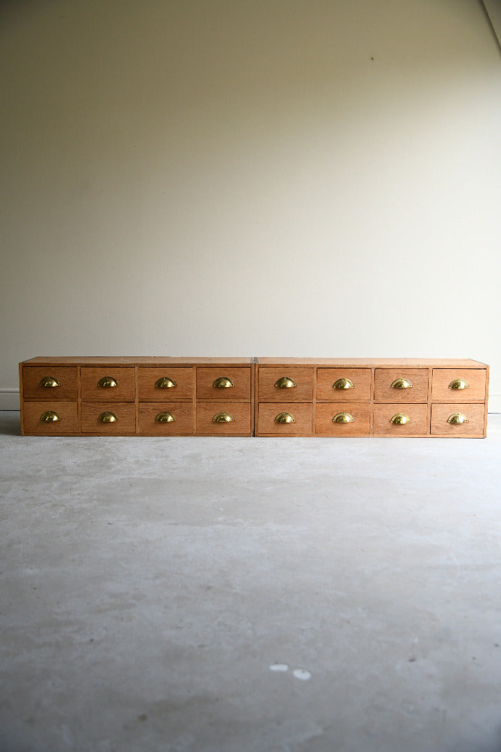 Haberdashery Style Pair of Vintage Oak Banks of Drawers