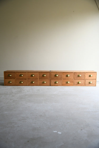 Haberdashery Style Pair of Vintage Oak Banks of Drawers